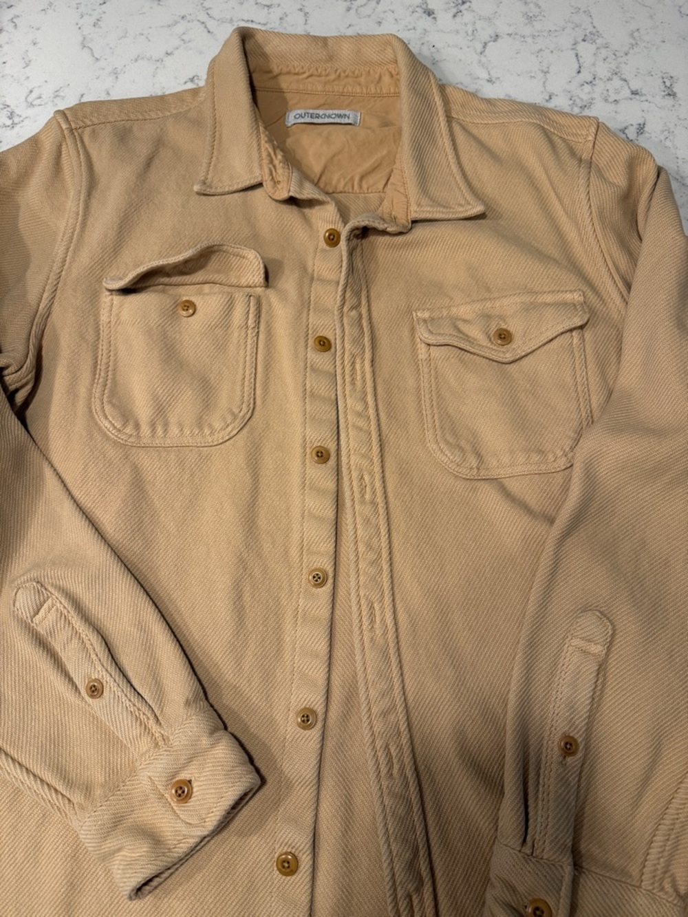 Outerknown Men’s Button-Down Shirt in Light Tan